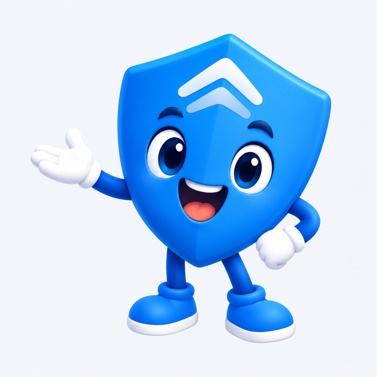 Lift, the friendly blue Elevate shield mascot, presenting the app.